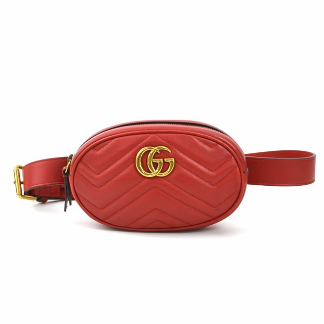 GUCCI グッチ GGマーモント 476434 ウエストバッグ ベルトバッグ レッド 14060 レディース【中古】 e57822g