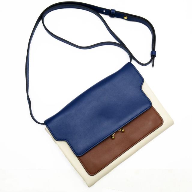 MARNI マルニ 斜め掛けショルダーバッグ ブルー×ブラウン×アイボリー 14067 レディース【中古】 t19160gの通販は