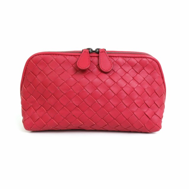 BOTTEGAVENETA ボッテガヴェネタ イントレチャート ポーチ マルチケース ダークレッド 14060 ユニセックス【中古】 e57991a