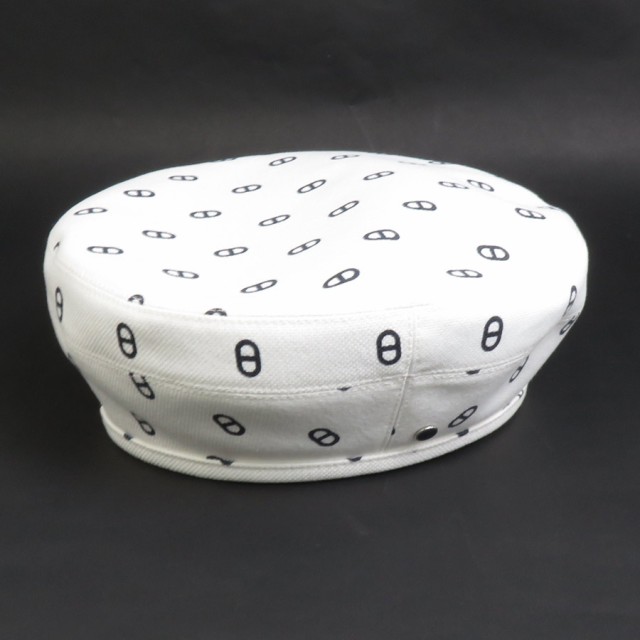 HERMES エルメス サントノーレ シェーヌダンクル ベレー帽 ホワイト×ブラック 14056 レディース【中古】 h30075fの通販はベレー帽