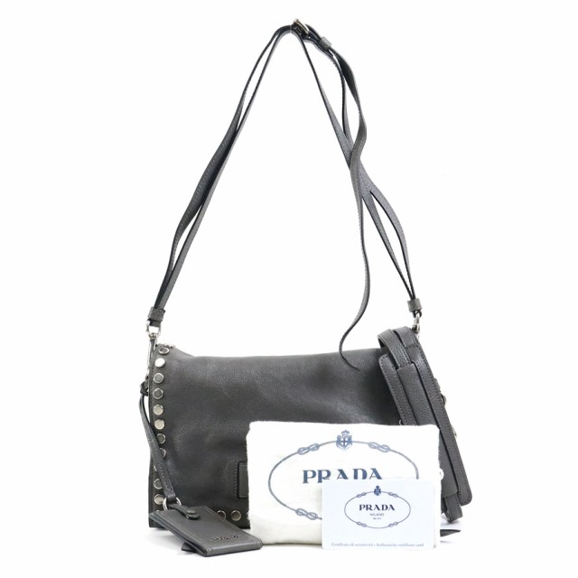 PRADA プラダ 1BD082 ショルダーバッグ 斜め掛けショルダーバッグ グレー 14055 レディース【中古】 a0200