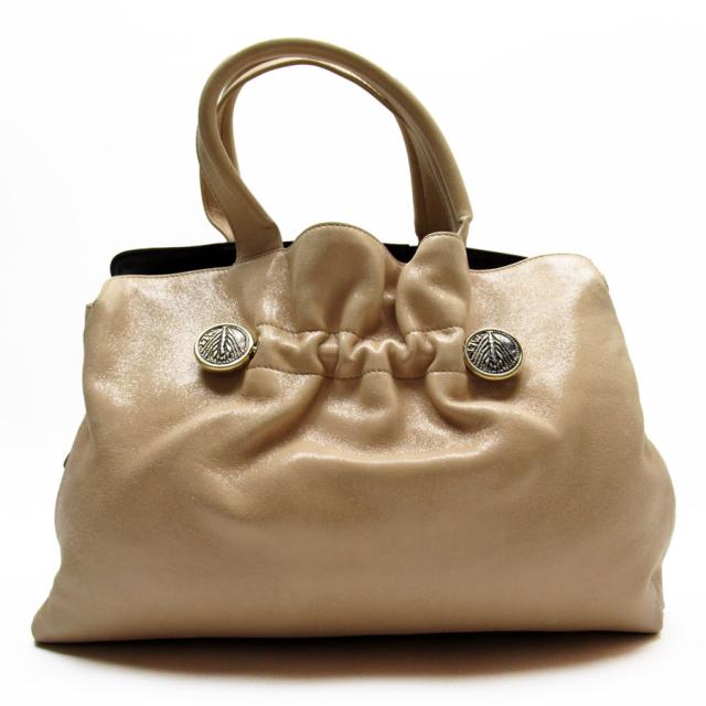 ブルガリ BVLGARI BEACH ビーチ ハンドバッグ シルク レザー  