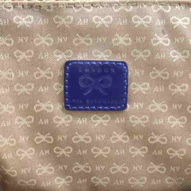 Anya Hindmarch アニヤ ハインドマーチ ハンドバッグ かごバッグ ブルー×ナチュラル 14067 レディース【中古】 a0263の通販は