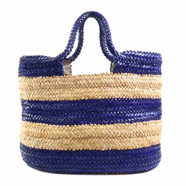 Anya Hindmarch アニヤ ハインドマーチ ハンドバッグ かごバッグ ブルー×ナチュラル 14067 レディース【中古】 a0263の通販は