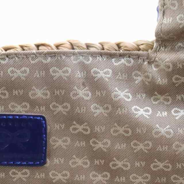 Anya Hindmarch アニヤ ハインドマーチ ハンドバッグ かごバッグ ブルー×ナチュラル 14067 レディース【中古】 a0263の通販は