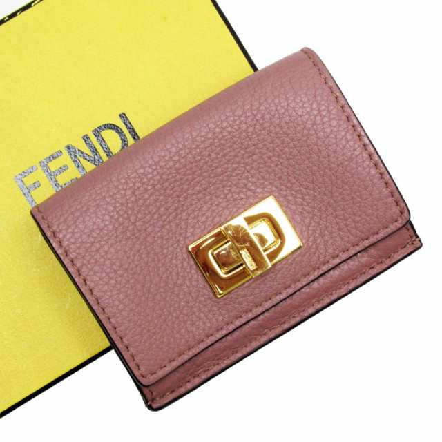 FENDI フェンディ 三つ折り財布 ピンクグレージュ 14061 レディース【中古】 w0176a