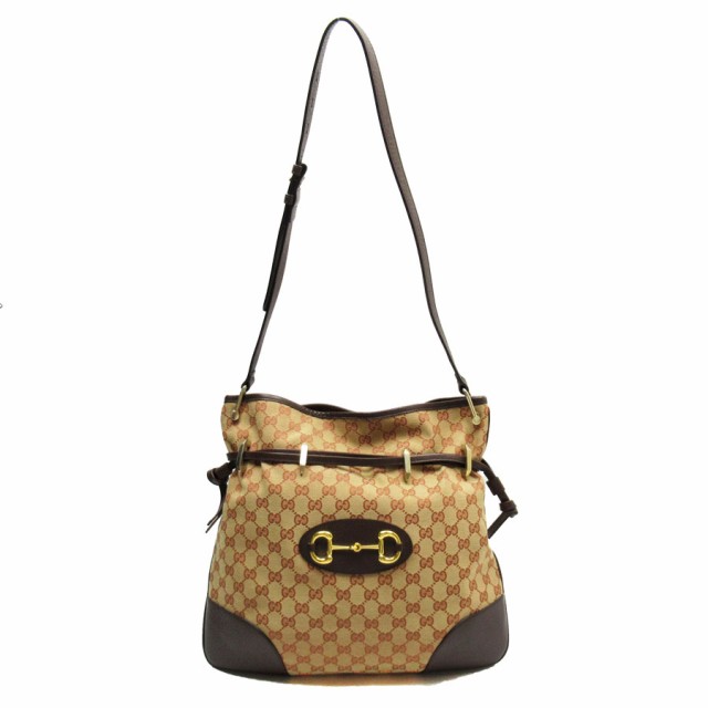 GUCCI グッチ GGキャンバス ホースビット 602089 ショルダーバッグ オレンジベージュ/ブラウン 14059 レディース【中古】 w0207a