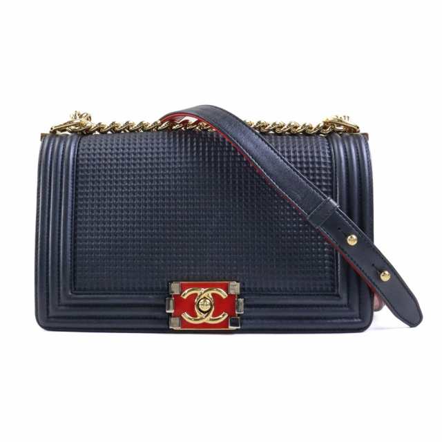 CHANEL シャネル ボーイシャネル A92095 斜め掛けショルダーバッグ ショルダーバッグ メタリックネイビー 14066 レディース【中古】 a029の通販は 378,000円