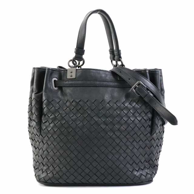 BOTTEGAVENETA ボッテガヴェネタ イントレチャート ハンドバッグ ショルダーバッグ ブラック 14054 レディース【中古】 h30204g