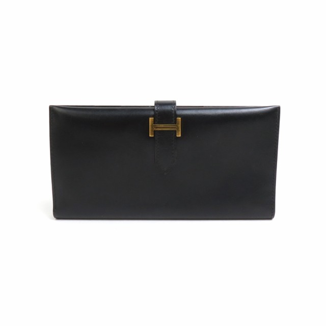 HERMES エルメス ベアンクラシック 二つ折り長財布 ブラック 14054 ユニセックス【中古】 h30239f