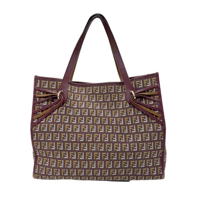 FENDI フェンディ ズッキーノ トートバッグ ハンドバッグ ワインレッド 