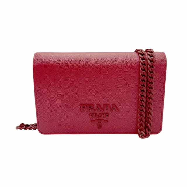 PRADA プラダ 斜め掛けショルダーバッグ ポシェット レッド 14060 レディース【中古】 z0723