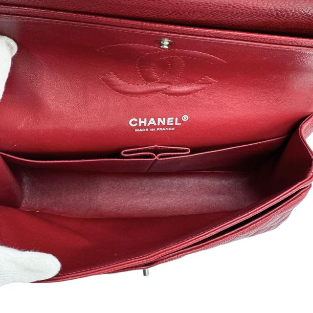 CHANEL シャネル ダブルフラップ マトラッセ ショルダーバッグ レッド/シルバー 14060 レディース【中古】 z6041 CHANEL シャネル ダブルフラップ マトラッセ ショルダーバッグ レッド