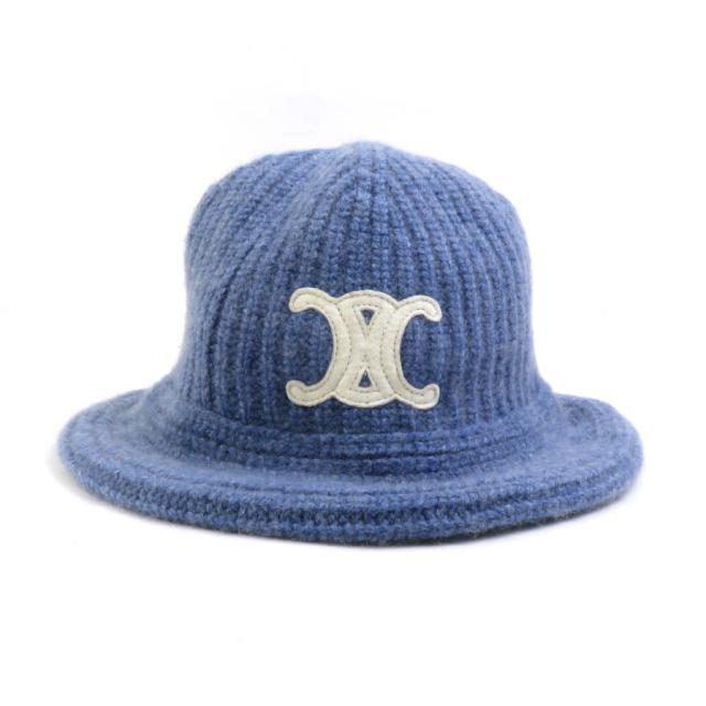 CELINE セリーヌ トリオンフ ハット バケツハット ブルー 14067 レディース【中古】 h30300f CELINE セリーヌ トリオンフ ハット バケツハット ブルー 14067