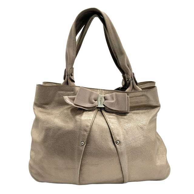 Salvatore Ferragamo サルヴァトーレフェラガモ ヴァラリボン ハンドバッグ ゴールド 14068 レディース【中古】 z1030の通販は