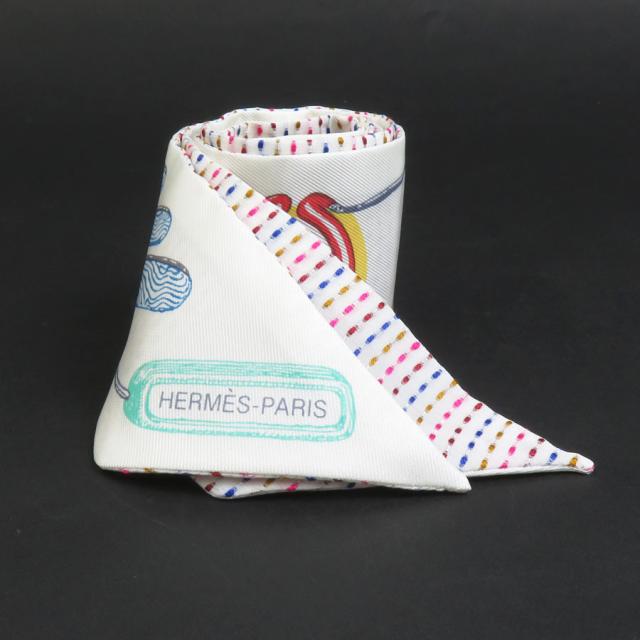 HERMES エルメス スカーフ ホワイト系マルチカラー 14072 レディース【中古】 h30329f