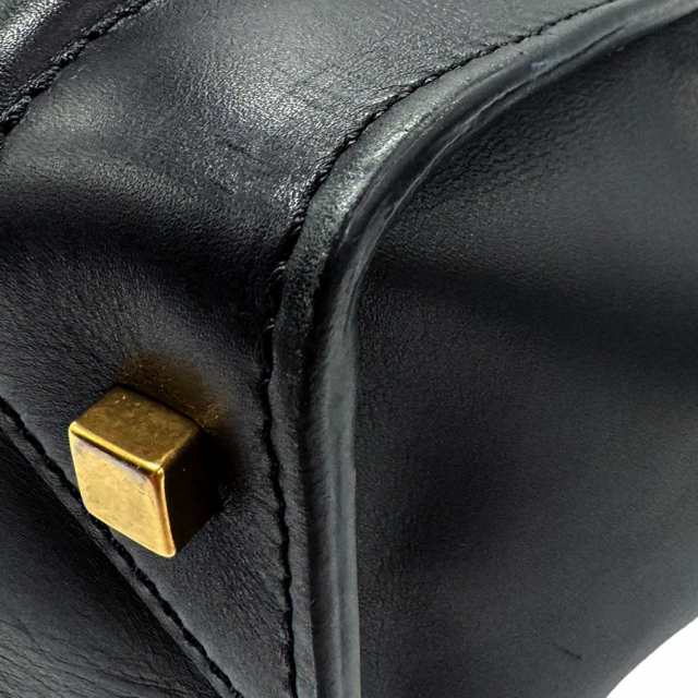 CELINE セリーヌ ラゲージ ミニ ショッパー ハンドバッグ ブラック/オフホワイト 14054 レディース【中古】 z1266の通販は