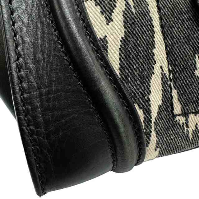CELINE セリーヌ ラゲージ ミニ ショッパー ハンドバッグ ブラック/オフホワイト 14054 レディース【中古】 z1266の通販は