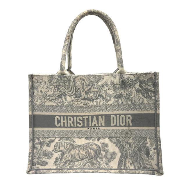 Christian Dior クリスチャンディオール トワルドゥジュイ ブックトート ハンドバッグ ライトグレー/オフホワイト 14055 レディース【中古】 z1323の通販は
