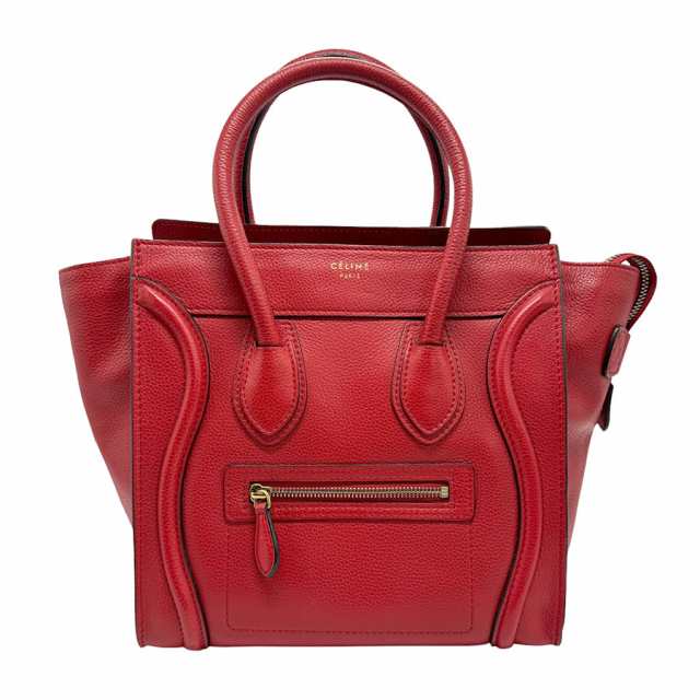 CELINE セリーヌ ラゲージ マイクロショッパー ハンドバッグ レッド 14060 レディース【中古】 z1313