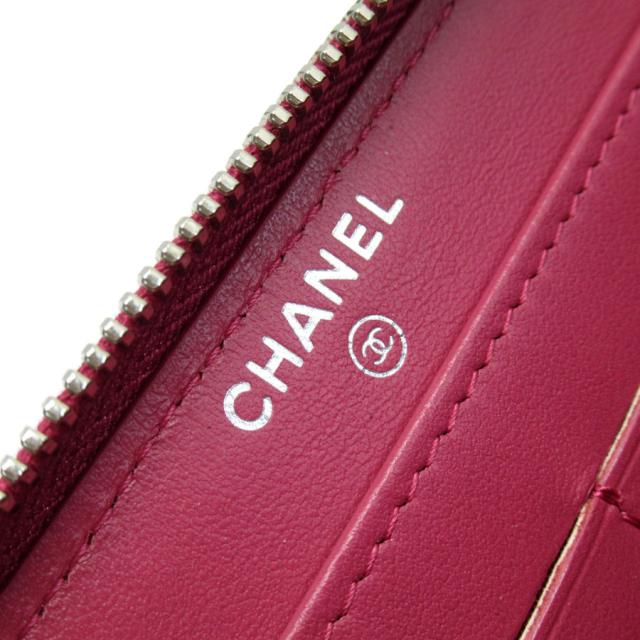 CHANEL シャネル カメリア ラウンドファスナー長財布 ピンク