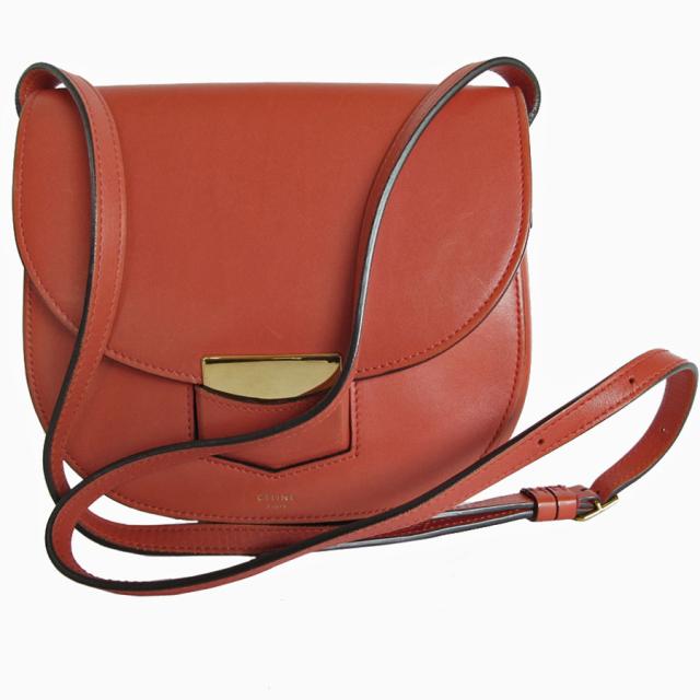 CELINE セリーヌ トロッター スモール 斜め掛けショルダーバッグ オレンジブラウン 14062 レディース【中古】 s0173f