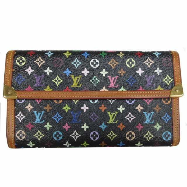 LOUIS VUITTON ルイ ヴィトン ポルトフォイユ インターナショナル モノグラムマルチカラー M92658 三つ折り財布 長財布 ブラック 14054