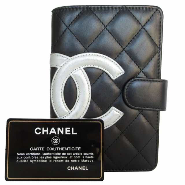 CHANEL シャネル 二つ折り財布 ブラック×シルバー 14054 レディース【中古】 s0291a