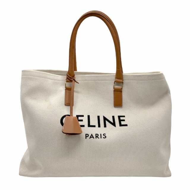 CELINE セリーヌ ホリゾンタル カバ ハンドバッグ アイボリー×ブラウン 14056 レディース【中古】 z1710