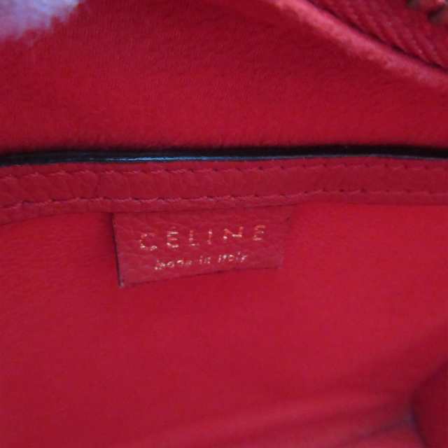 CELINE セリーヌ ラゲージ ナノショッパー ハンドバッグ 斜め掛けショルダーバッグ レッド 14060 レディース【中古】 s0382g