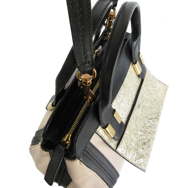Chloe クロエ ハンドバッグ ショルダーバッグ ピンクベージュ/ブラック/ゴールド 14061 レディース【中古】 s0386j Chloe クロエ ハンドバッグ ショルダーバッグ ピンクベージュ/ブラック