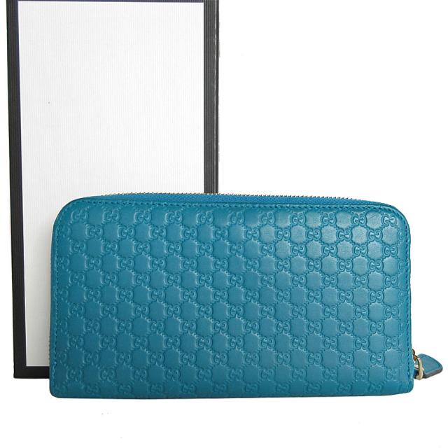 GUCCI グッチ マイクログッチシマ 449391 ラウンドファスナー長財布 ブルー 14067 レディース【中古】 s0420j GUCCI グッチ マイクログッチシマ 449391 ラウンドファスナー長財布