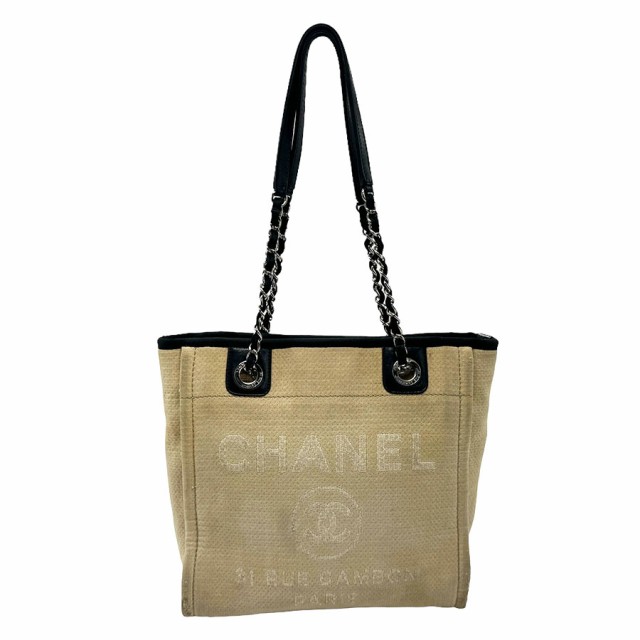 CHANEL シャネル ドーヴィル PM ショルダーバッグ ベージュ/ブラック 14059 レディース【中古】 n0036