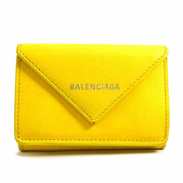 BALENCIAGA バレンシアガ 三つ折り財布 イエロー 14063 ユニセックス【中古】 55720g