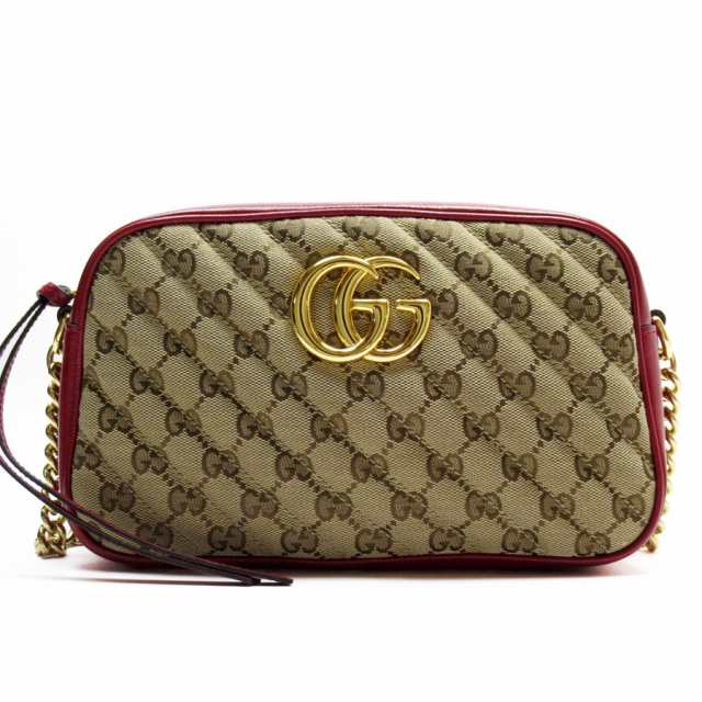 GUCCI グッチ GGマーモント 447632 斜め掛けショルダーバッグ ブラウン/ダークレッド 14057 レディース【中古】 w0761a