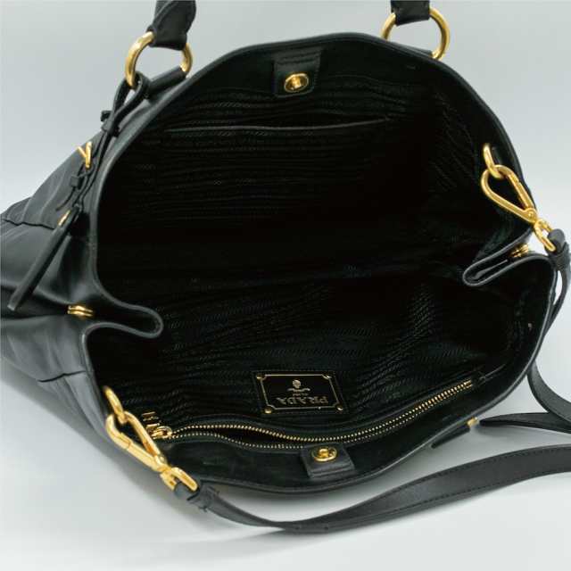 PRADA プラダ レザー 2Wayバッグ ブラック レディース【中古】 PD389