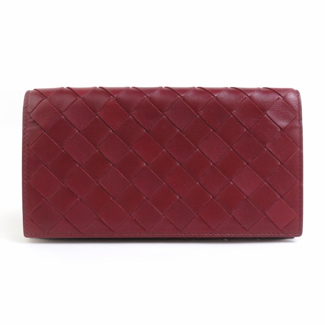 BOTTEGAVENETA ボッテガヴェネタ イントレチャート 二つ折り長財布 バーガンディ 14070 ユニセックス【中古】 e59103g