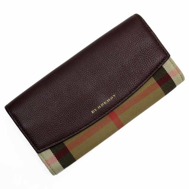 BURBERRY バーバリー 二つ折り長財布 ボルドー×ベージュ系 14070 ユニセックス【中古】 t19510f