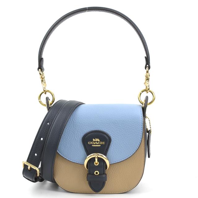 COACH コーチ ハンドバッグ ショルダーバッグ ライトブルー×ベージュ 