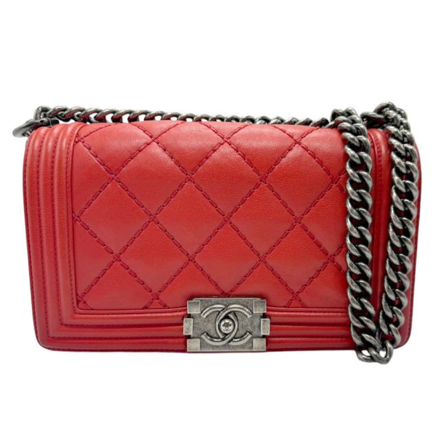 CHANEL シャネル ボーイシャネル ショルダーバッグ レッド 14060 レディース【中古】 n0338 199,000円