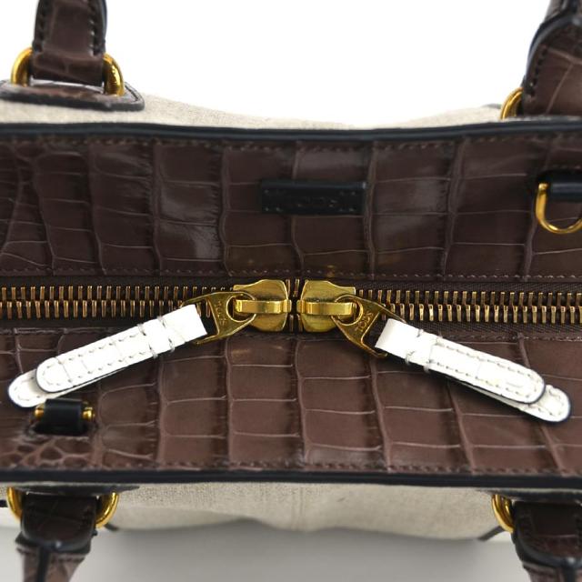 TOD'S トッズ ハンドバッグ ショルダーバッグ ブラウン×ホワイト 14057