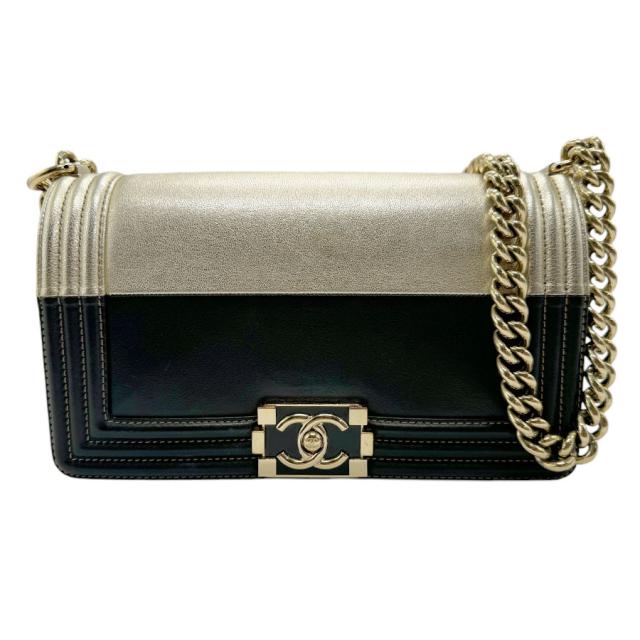 CHANEL シャネル ボーイシャネル ショルダーバッグ ゴールド/ブラック 14068 レディース【中古】 z2416の通販は