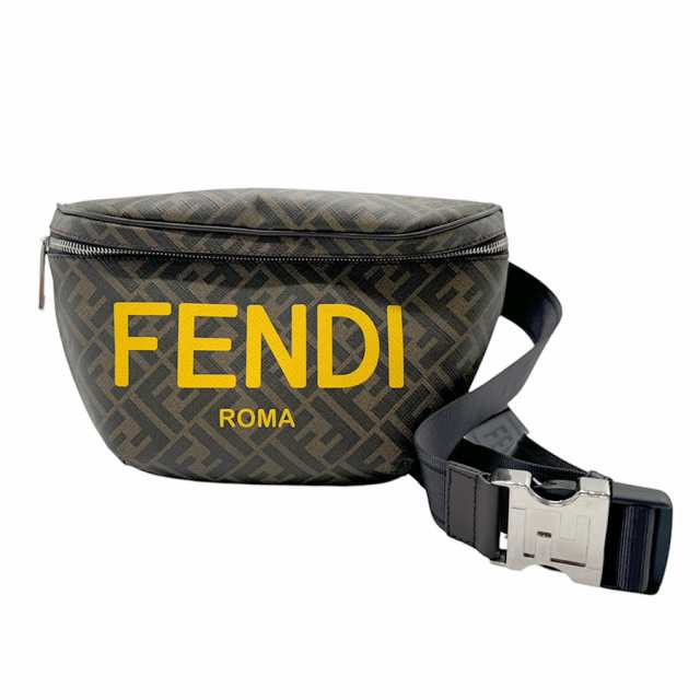 FENDI フェンディ ズッカ 7VA562 ボディバッグ ブラウン/イエロー 14057 メンズ【中古】 z2472