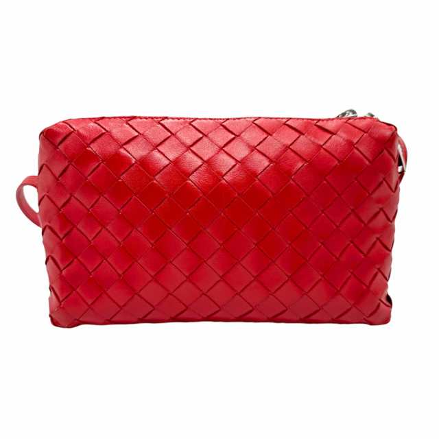 BOTTEGAVENETA ボッテガヴェネタ イントレチャート ショルダーバッグ レッド 14060 レディース【中古】 z2520