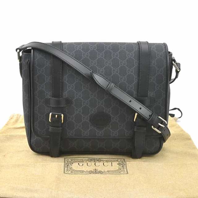 GUCCI グッチ GGスプリーム 658542 ショルダーバッグ ブラック/グレー 14054 メンズ【中古】 e59318a