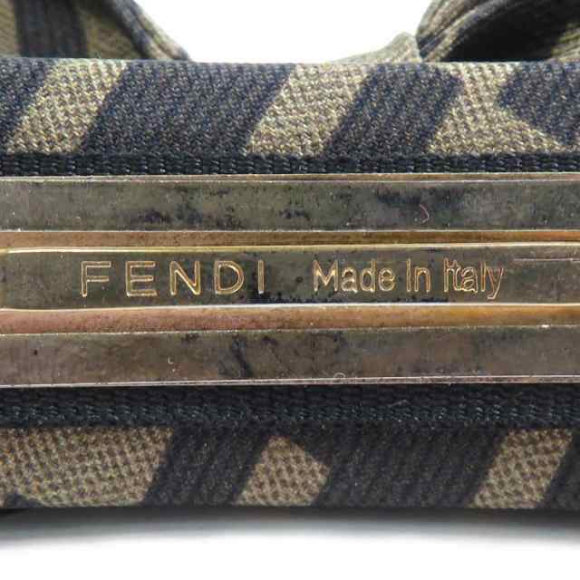 FENDI フェンディ ズッカ バレッタ ブラウン/ゴールド 14057 レディース【中古】 e59381k