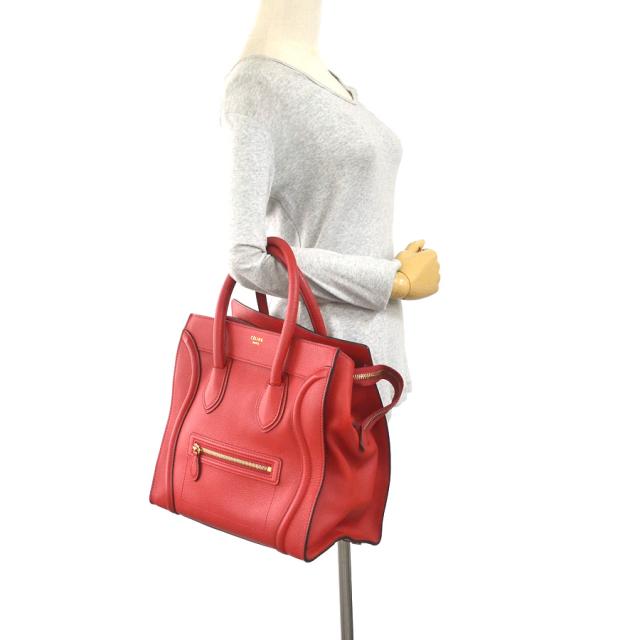 CELINE セリーヌ ラゲージ ミニショッパー ハンドバッグ レッド 14060