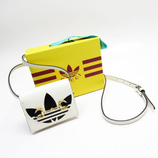 GUCCI グッチ x adidas 702248 二つ折り財布 ショルダーウォレット オフホワイト/ブラック 14056 ユニセックス【中古】 w0866aの通販は 43,420円
