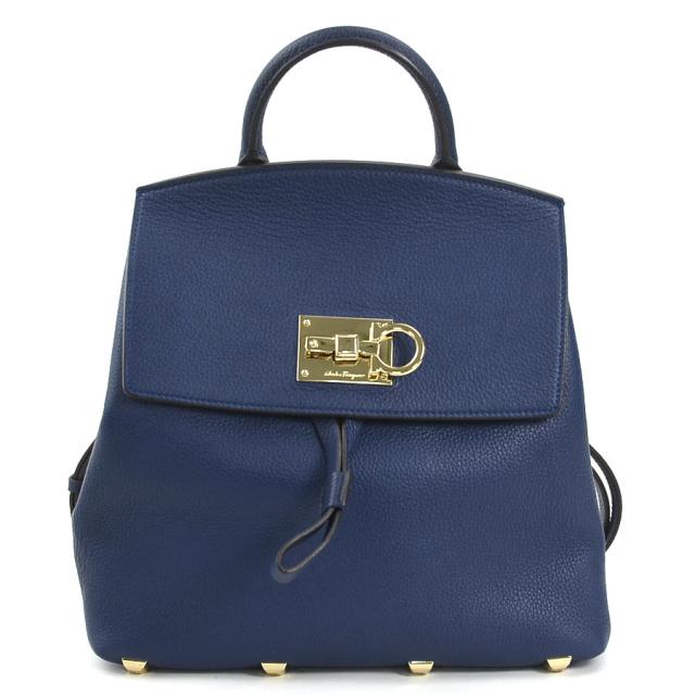 Salvatore Ferragamo サルヴァトーレフェラガモ ガンチーニ リュック ネイビー 14066 レディース【中古】 e59636k