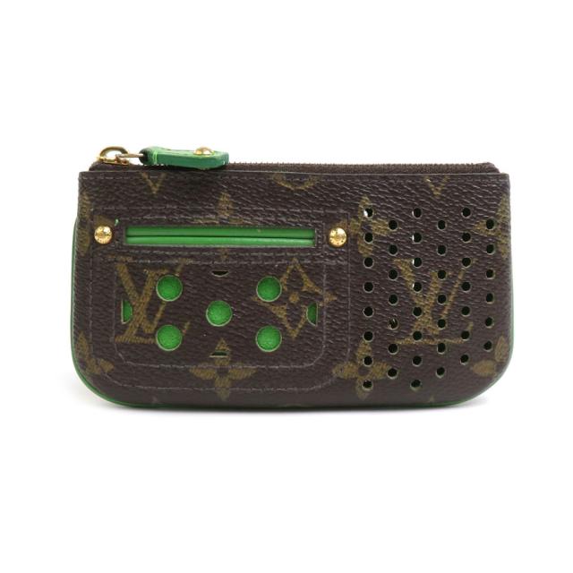 LOUIS VUITTON ルイ ヴィトン ポシェット クレ モノグラムペルフォ M95186 コインケース ブラウン/グリーン 14057 ユニセックス【中古】 e59640aの通販は